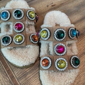 Kurt Geiger Orson Crystal Shearling Slides